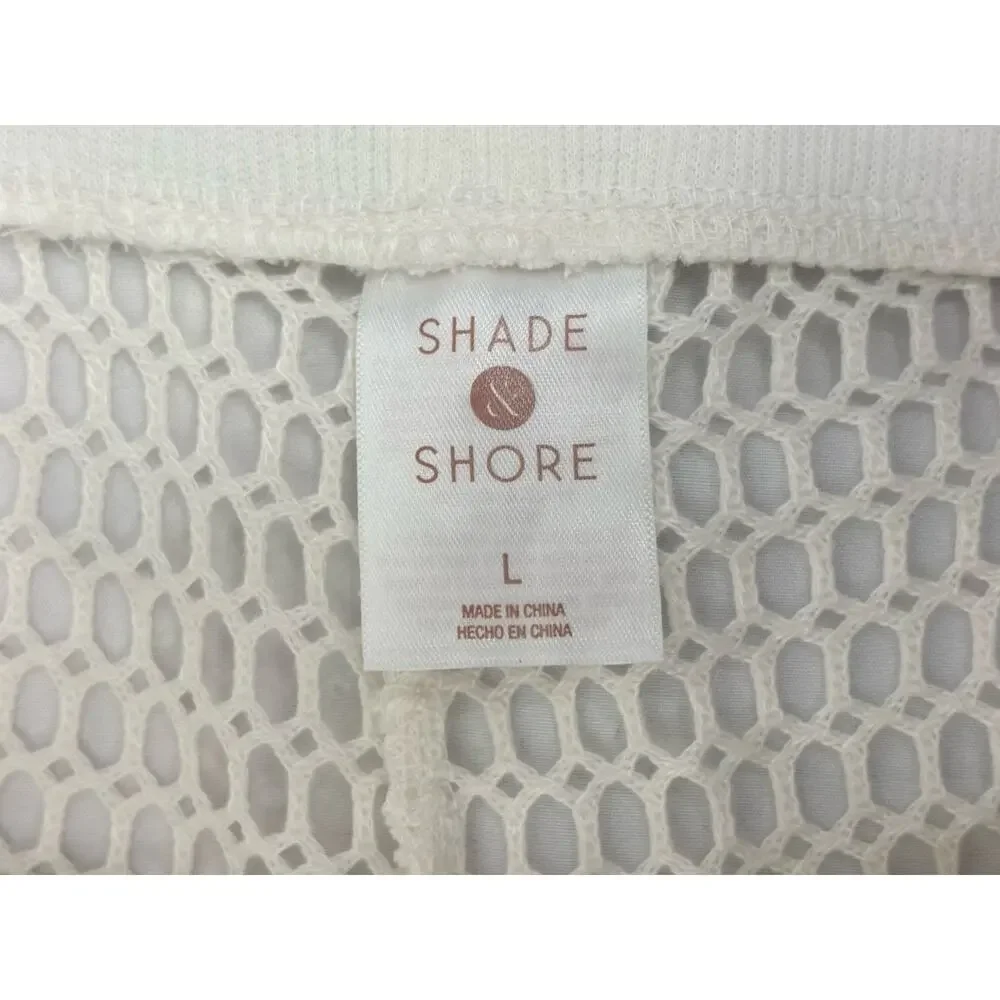 SHADE & SHORE Ivory Sheer Crochet Drawstring Cover-Up Flared Pants Size L